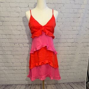 Colorful Ruffled Mini Dress